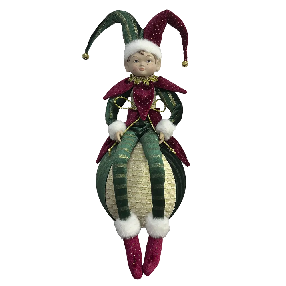 89381688 Декоративная фигура кукла Арлекин на шаре 40.5x20 см красный STLM-1438432 Santreyd Christmas - Вид №1