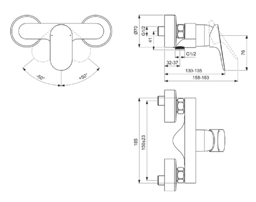 Однорычажный открытый смеситель для душа Ideal Standard Ceralife O ARCH-00063757 - Вид №1