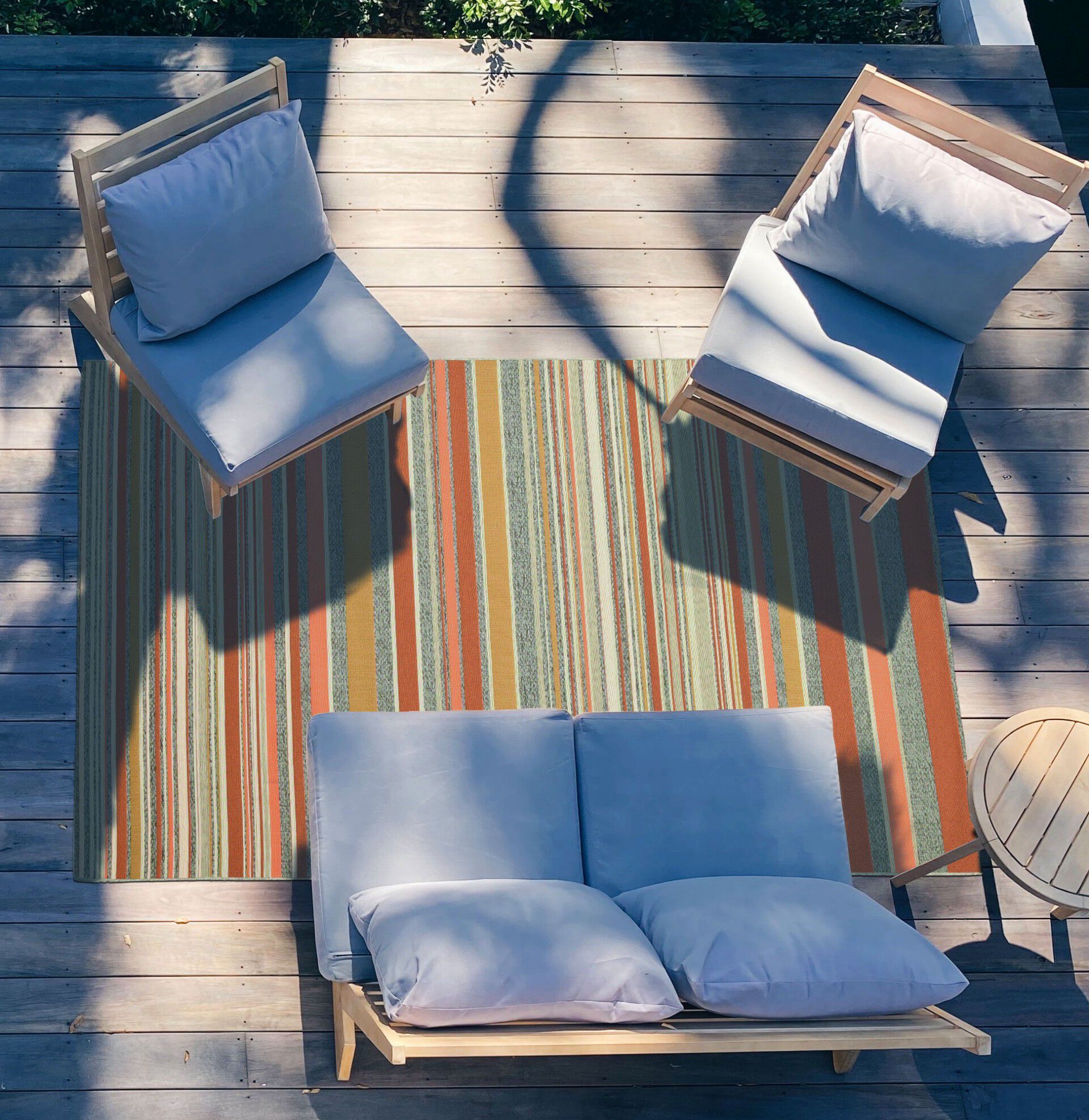 Полосатый напольный прямоугольный ковер Ademi Outdoor ARCH-00139030 - Вид №3