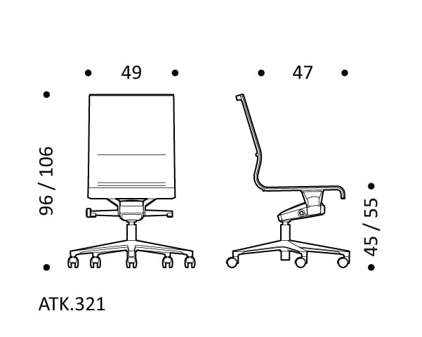 Поворотный сетчатый офисный стул с подлокотниками 5 спиц ICF Stick Chair ARCH-00076552 - Вид №3