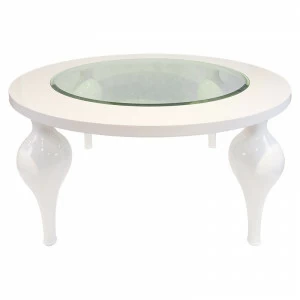 Обеденный стол круглый белый со стеклянной вставкой 150 см Palermo FRATELLI BARRI PALERMO 140516 Белый