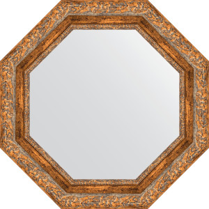 BY 7336 Зеркало в багетной раме - виньетка античная бронза 85 mm EVOFORM Octagon