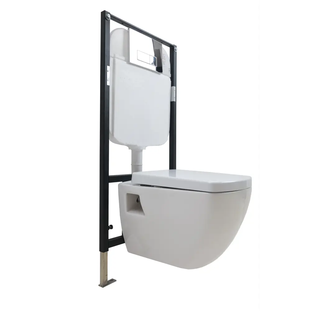 Комплект инсталляция с унитазом Creavit Tetra TP326-11CB00E-0000, с микролифтом, клавиша цвет хром STLM-2064023 - Вид №1