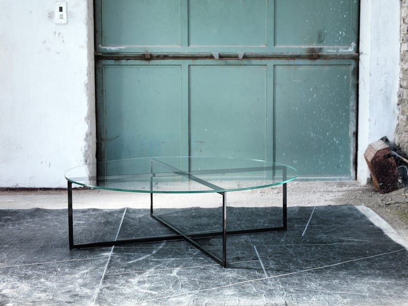 Овальный стеклянный журнальный столик для гостиной Domingo Salotti ARCH-00147344