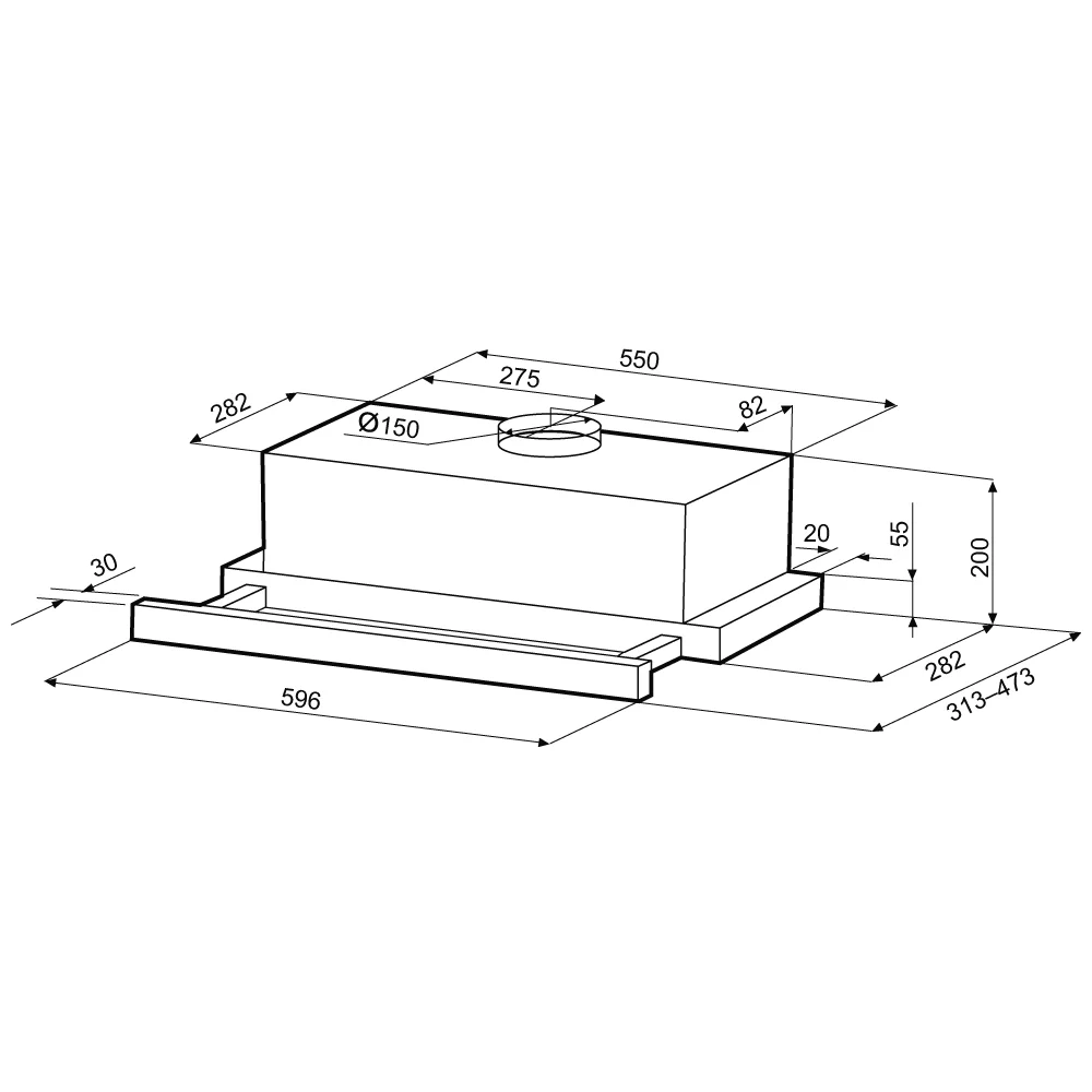 9221201 Вытяжка телескопическая KRONA KAMILLA TK 600 INOX серебристый/серебристый KRONA1 STDN-0113626 - Вид №13
