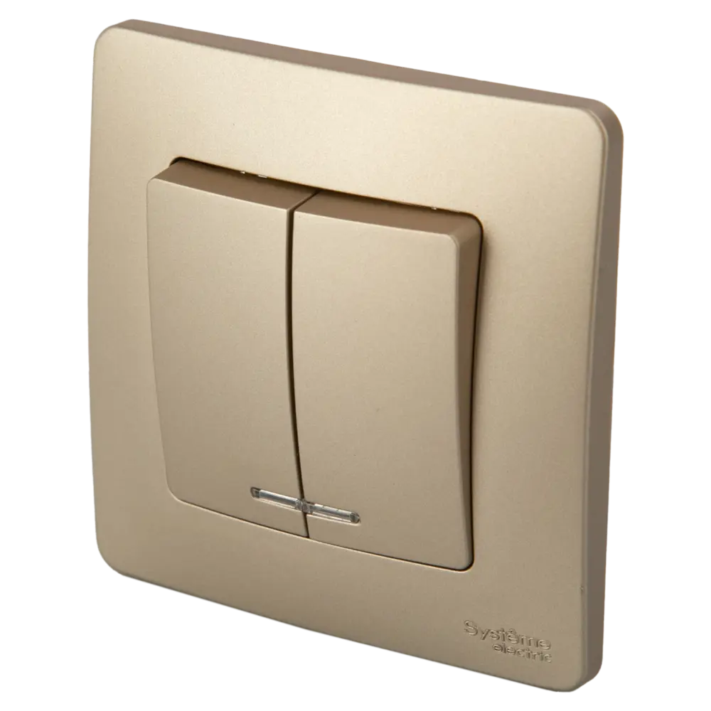 Выключатель встраиваемый Systeme Electric Blanca 2 клавиши с подсветкой цвет титановый STLM-2085240