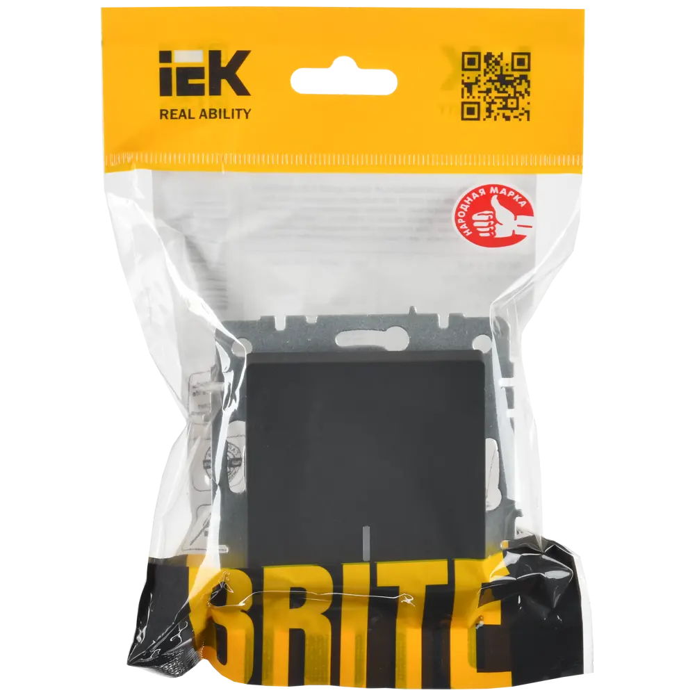 Переключатель встраиваемый проходной IEK Brite 1 клавиша с подсветкой цвет графитовый 89459700 STLM-2205038 - Вид №5