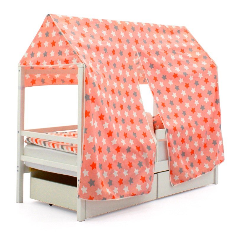 Крыша для кровати-домика текстильная Svogen звезды красный, белый, графит, фон розовый БЕЛЬМАРКО  00-3833100 Красный Santreyd  - Вид №1