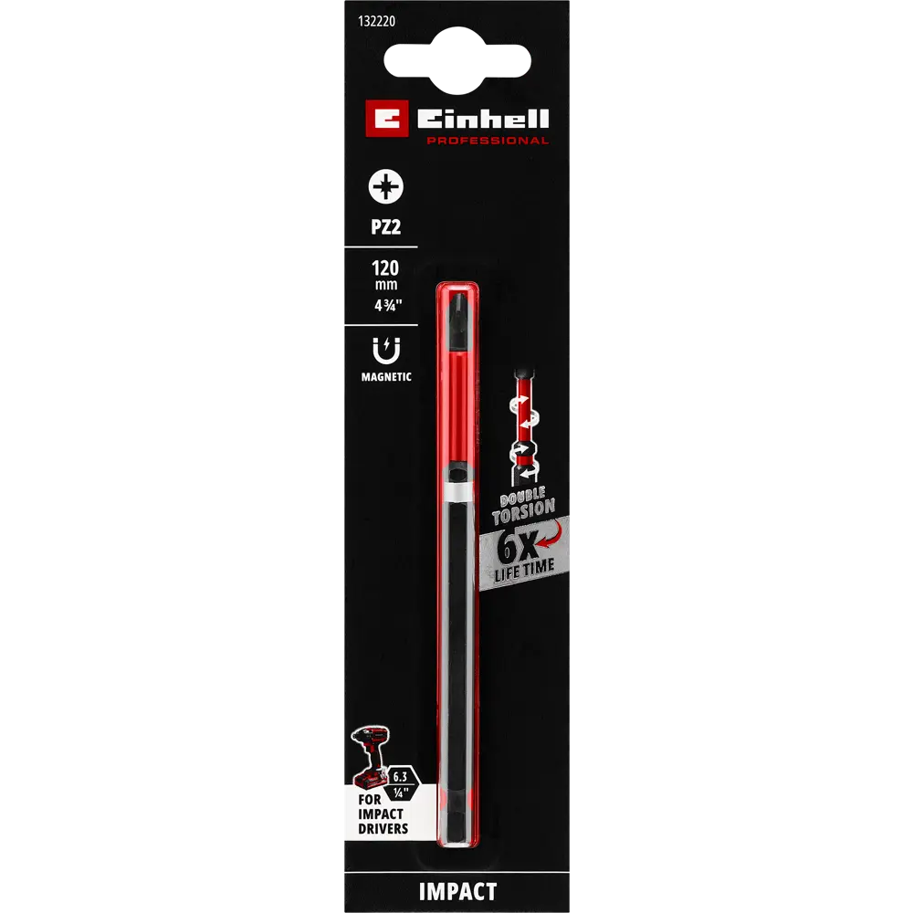 Бита ударная магнитная Einhell 132220 PZ2x120 мм STLM-2155478