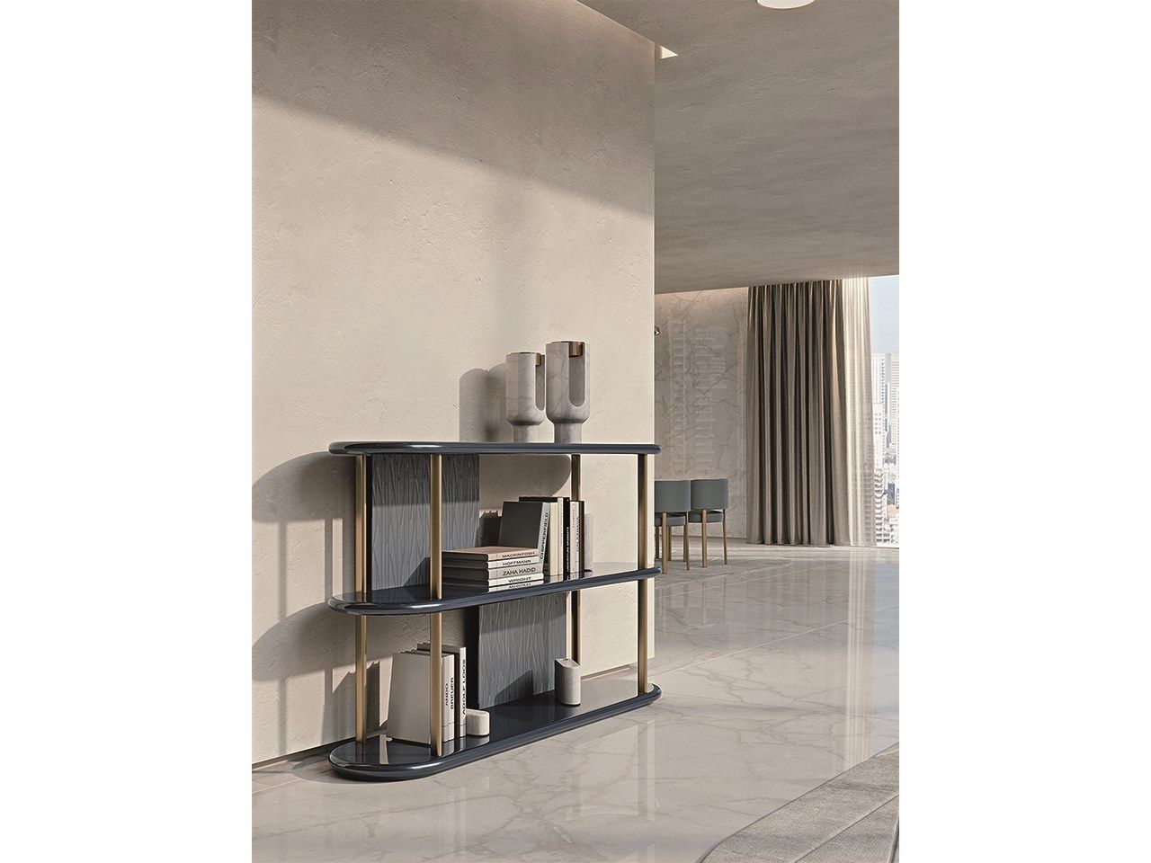 Книжный шкаф из дерева и кожи Turri Рим ARCH-00149978 - Вид №3