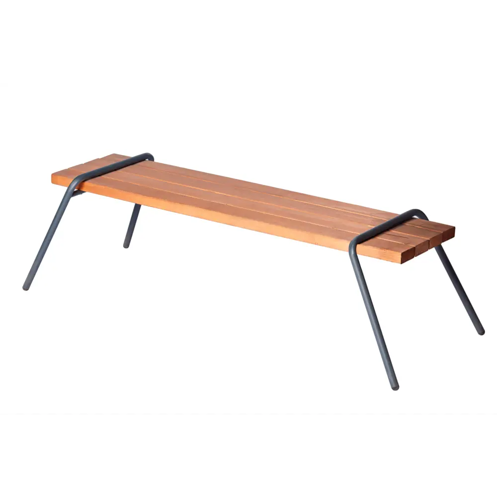 Скамейка садовая 150х38х44 см дерево/металл коричневая/черная Santreyd STLM-2087030 - Вид №1