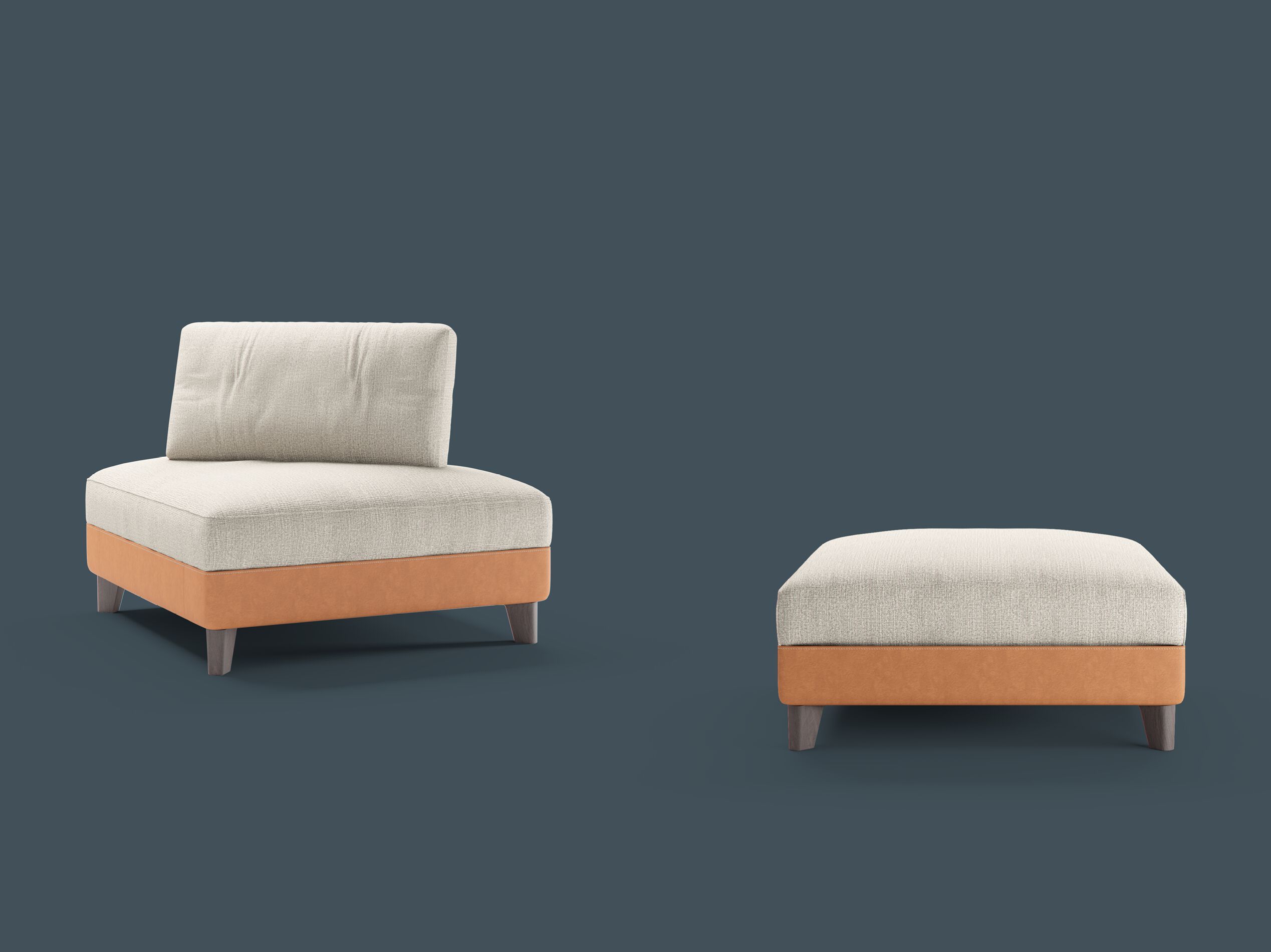 Пуф из кожи и ткани Borzalino статус-кво ARCH-00117993 - Вид №2