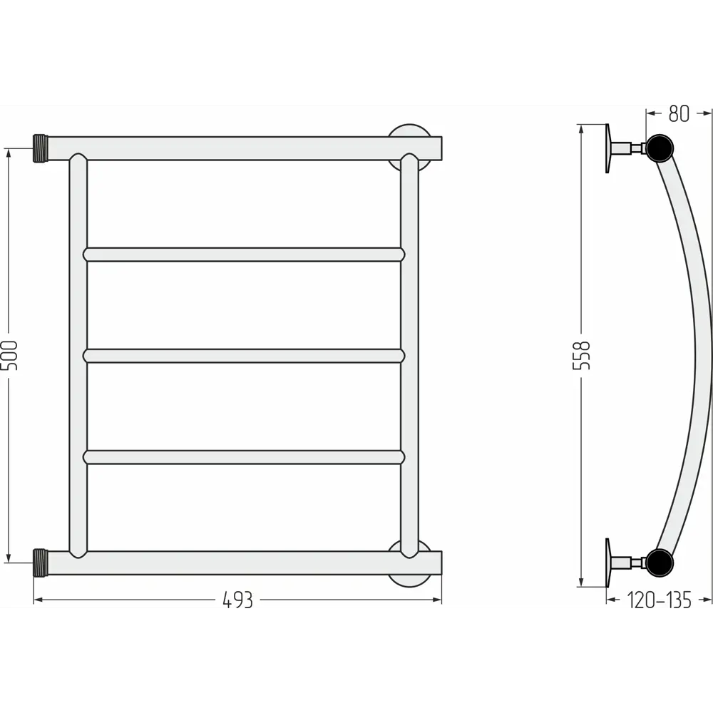 Водяной полотенцесушитель СУНЕРЖА Акватика-П 50×50 см - стильная лесенка для вашей ванной 89370563 STLM-1328315 - Вид №4