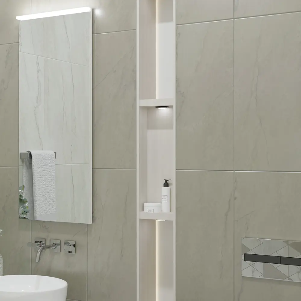 Плитка настенная Azori Carlina Shadow 31.5x63 см 1.79 м² матовая цвет серый 89404315 STLM-2105468