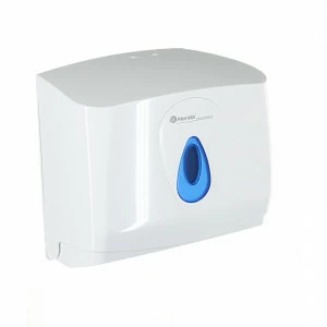 ATN201 Контейнер для одинарных бумажных полотенец TOP MINI, АБС-пластик, белый, синее окошко Merida