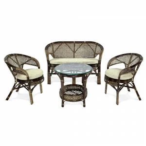 Мебель из ротанга садовая, столик и кресла на 4 персоны "Пеланги-2" ЭКО ДИЗАЙН CLASSIC RATTAN 129480 Бежевый