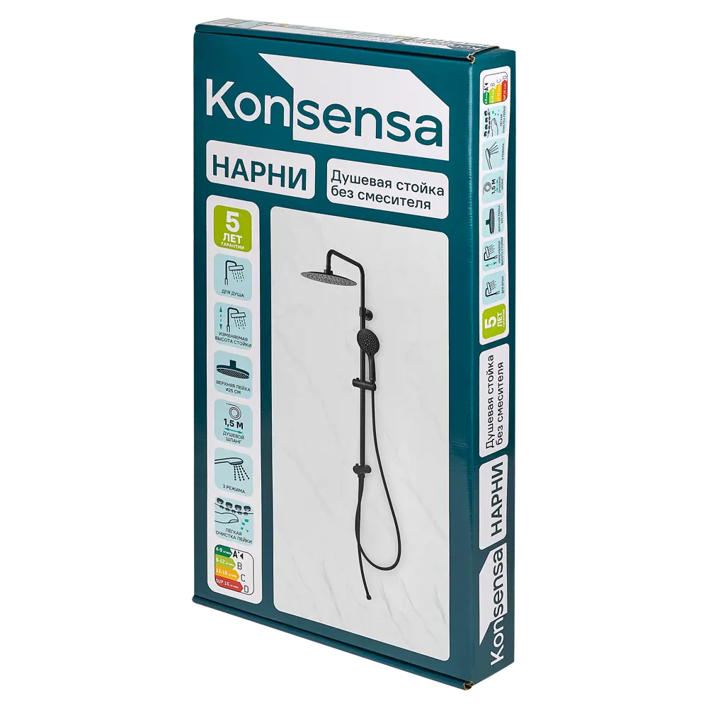Душевая система KONSENSA Нарни 821372PC 3 режима цвет черный матовый STLM-2172857 - Вид №10