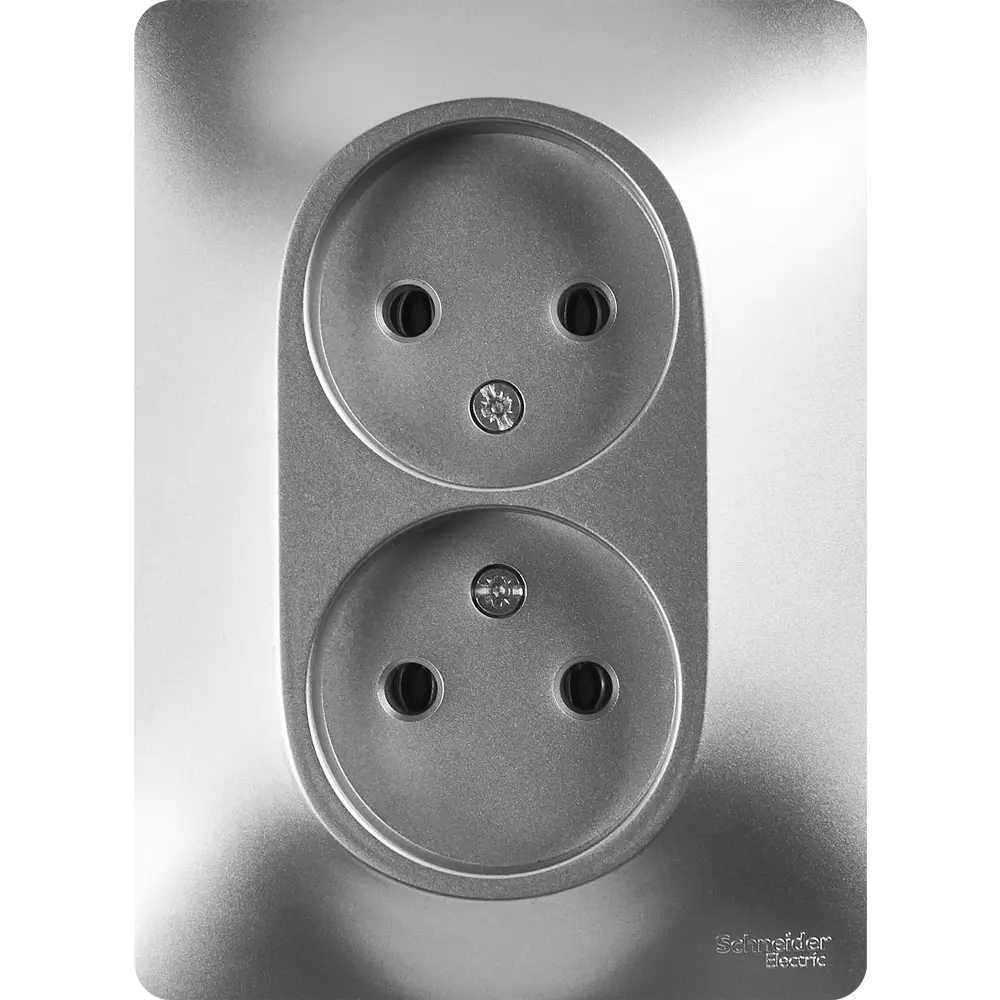 Schneider Electric Glossa — двойная встраиваемая розетка в алюминиевом исполнении 86710168 STLM-0070788