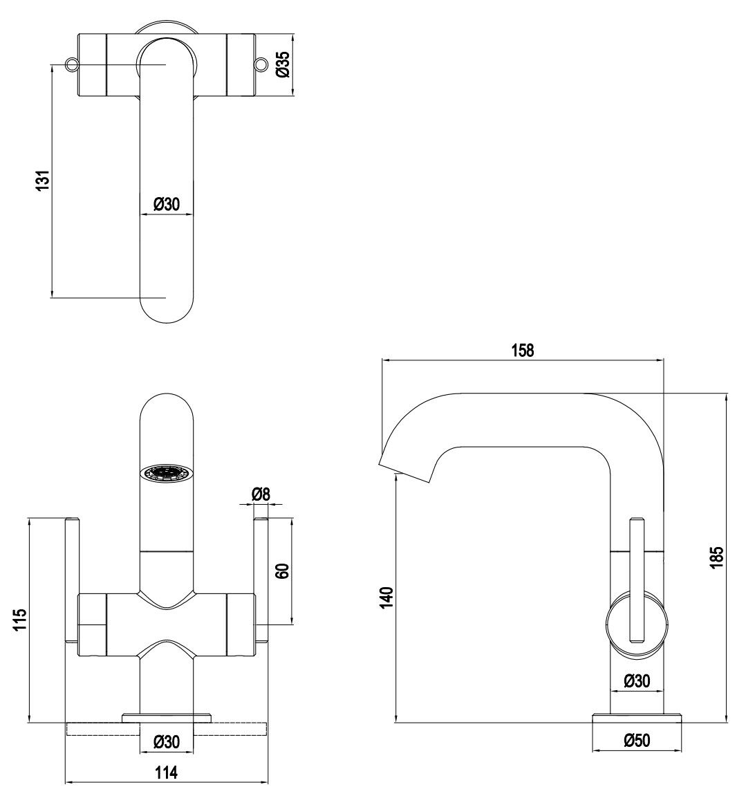 Смеситель для раковины с раздельными розетками CROSSWATER 3ONE6 ARCH-00066575 - Вид №3