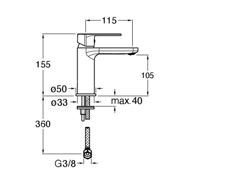 Смеситель для раковины без слива CRISTINA Rubinetterie OK@Y CRIOK921 ARCH-00044729 - Вид №2