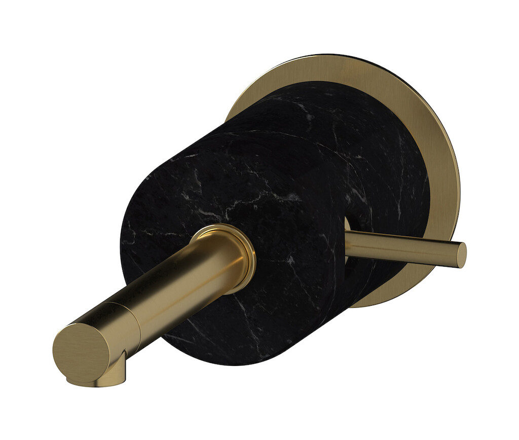 Встроенный в стену смеситель для раковины на 1 отверстие в комплекте с донным клапаном WE ARE IB mm209os_2 Brushed Gold Marmo