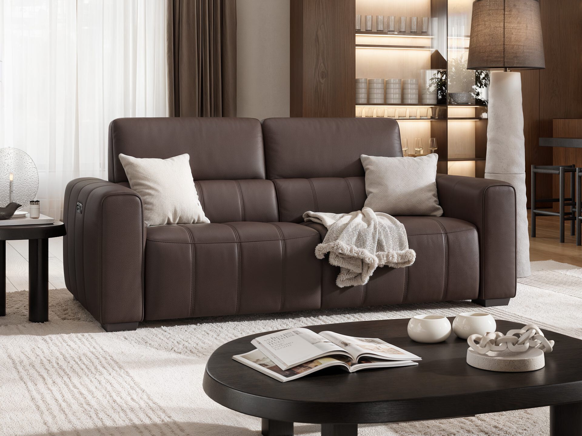 3-местный кожаный диван Sofanella Малибу ARCH-00085601 - Вид №1