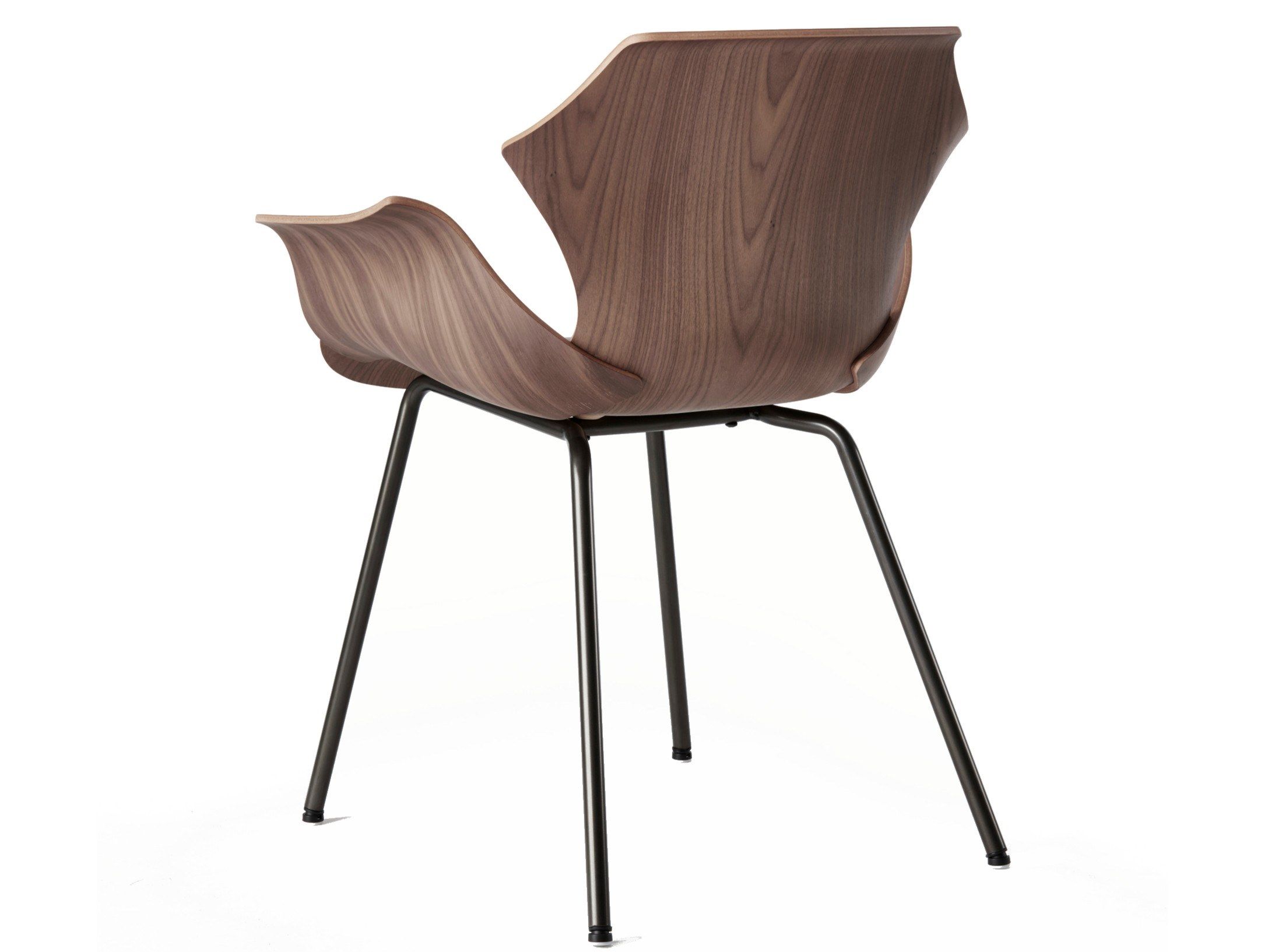 Стальной и деревянный стул с подлокотниками BassamFellows Лепесток ARCH-00049661 - Вид №1