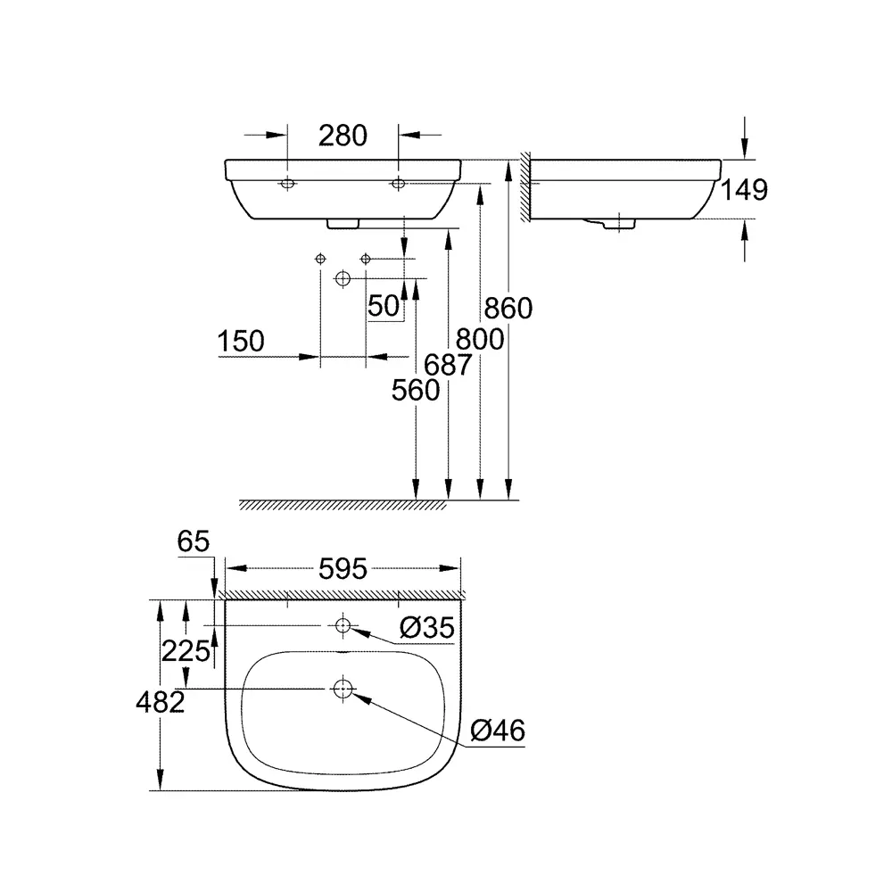 Раковина Grohe Euro Ceramic 39335000, 60 см STLM-2197173 - Вид №15