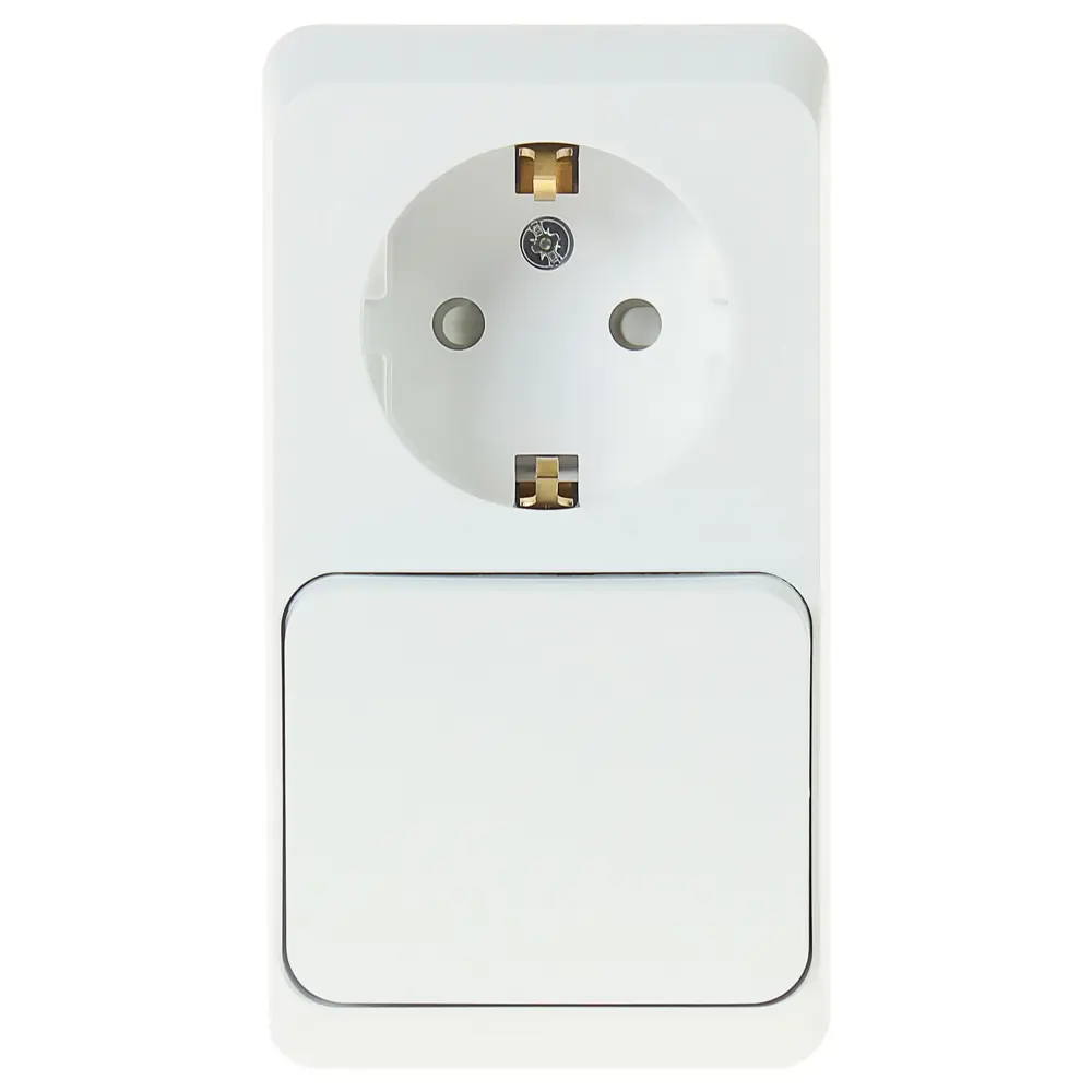 Розетка с выключателем 1 клавиша цвет белый Schneider Electric Этюд STLM-2084412 - Вид №1