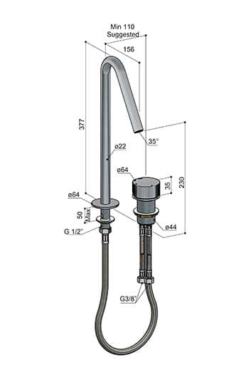 2 hole brass washbasin mixer Hotbath Guy ARCH-00054950 - Вид №2