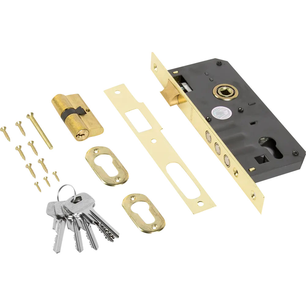 Врезной замок Apecs 2200/60-G с золотистой отделкой для входных дверей 82207312 STLM-0021987 - Вид №1