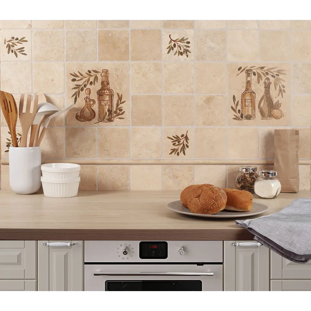 Вставка настенная Provance Оливки 2 20x20 см матовая цвет белый Santreyd STLM-2098146 - Вид №3