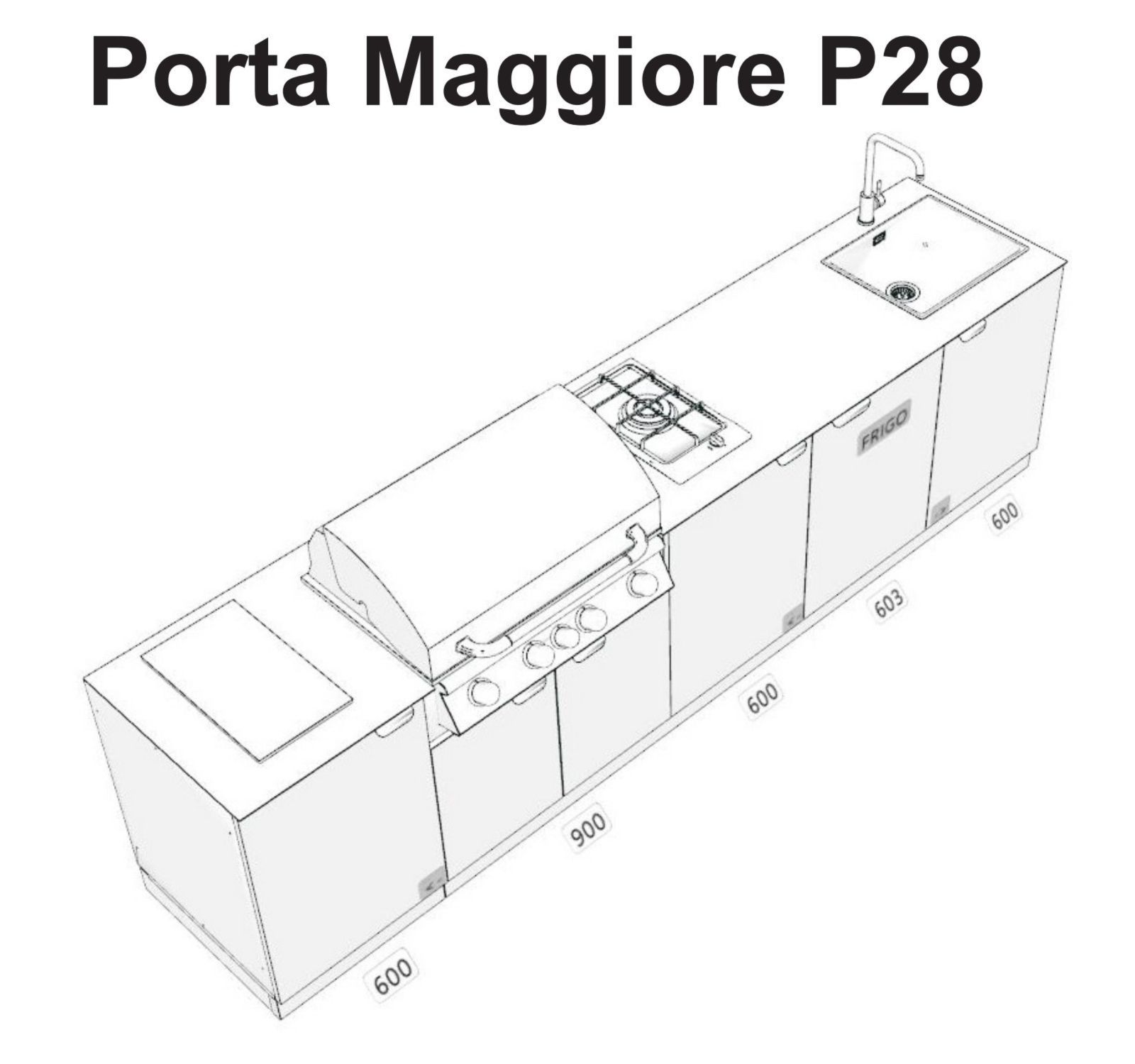 Газовая плита из нержавеющей стали с барбекю OF outdoorkitchens Porta Maggiore ARCH-00088488 - Вид №6