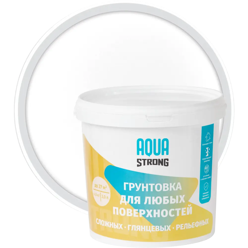 Грунтовка для любых поверхностей Aquastrong 4 кг NEVEL SILVER STLM-2033285