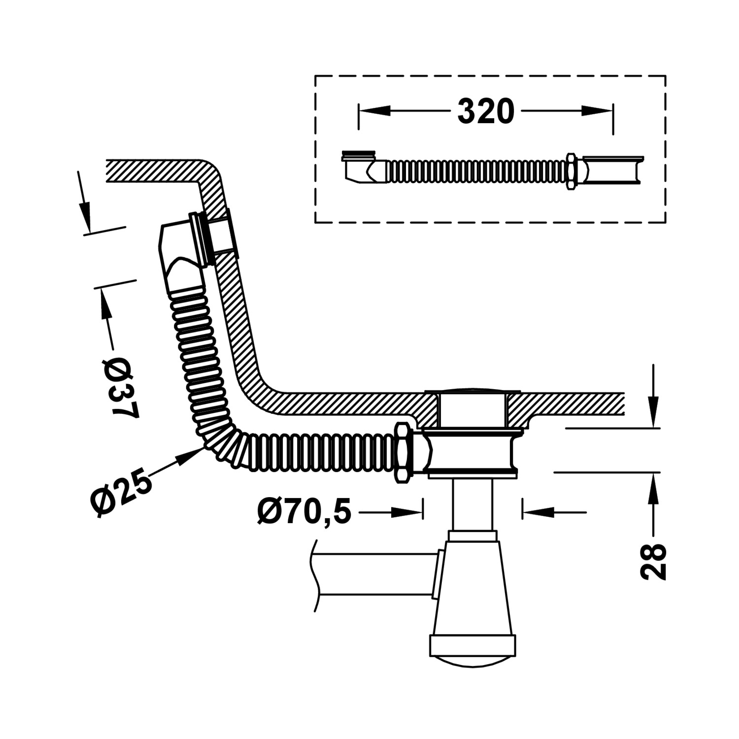 Переходник для умывальника из стекла или нержавеющей стали без перелива-13463450 TRES Drain - Вид №1