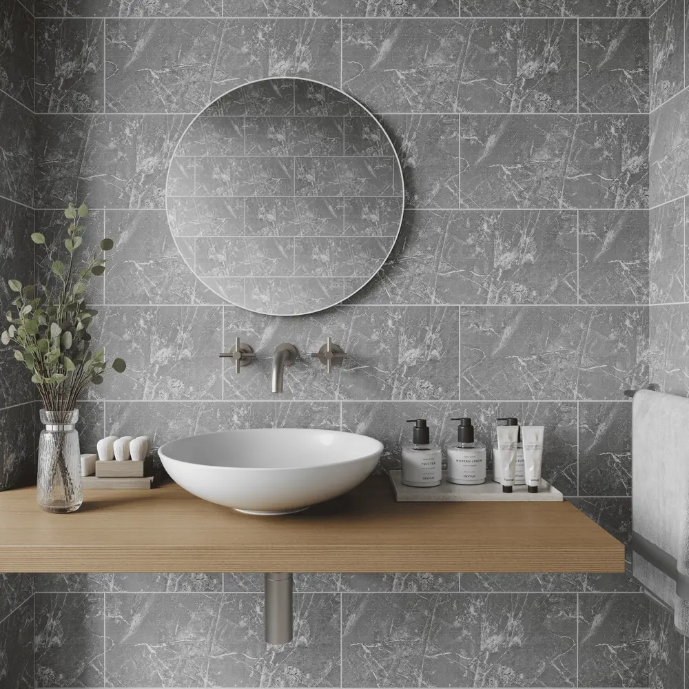 Панель ПВХ KREAFORTA Одри серый 1200x250x10 мм 1.2 м² (4 шт.) STLM-2015827 - Вид №5