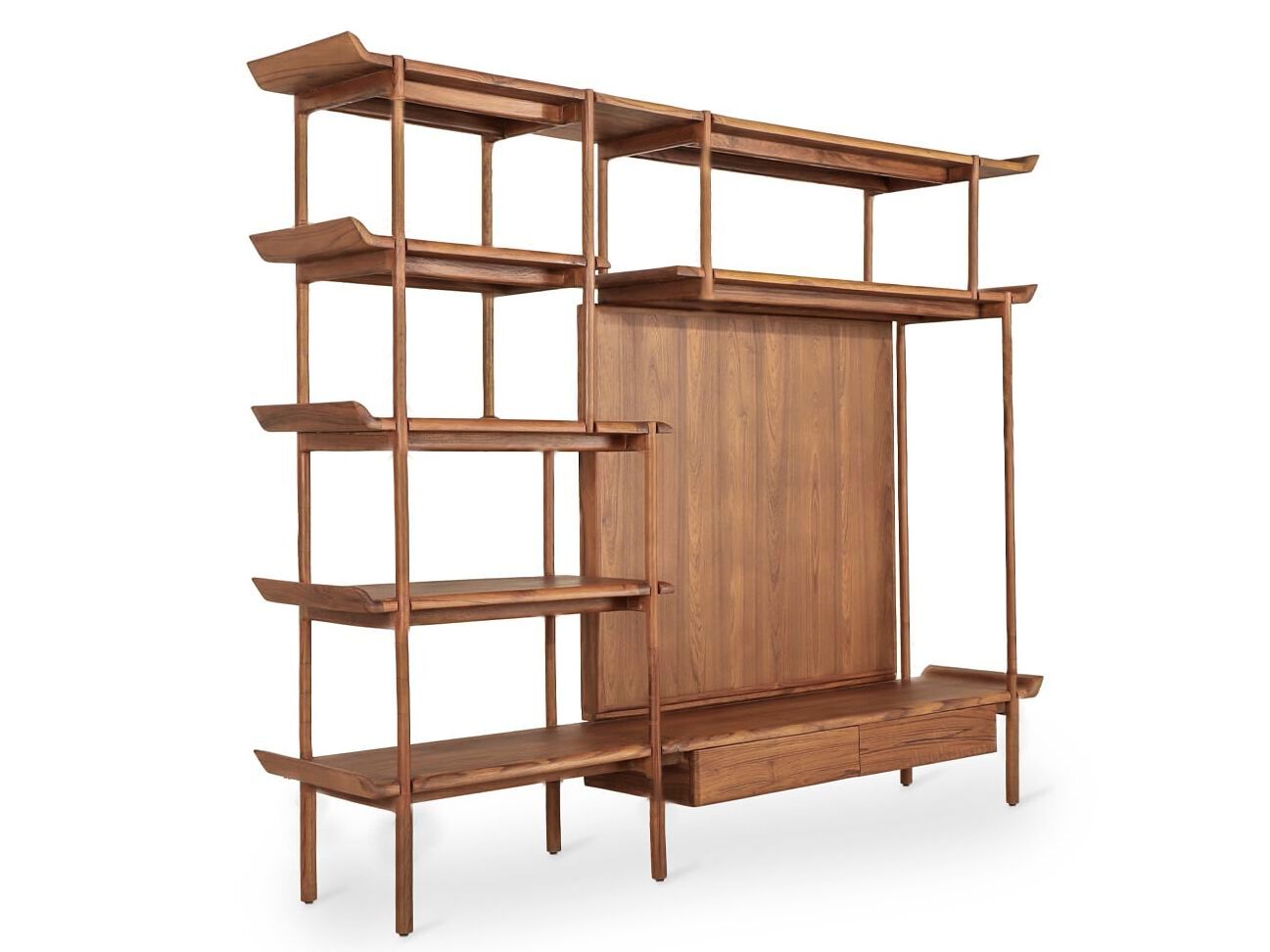 Отдельно стоящий книжный шкаф из тикового дерева с подставкой для телевизора Alankaram INDAH ARCH-00055528