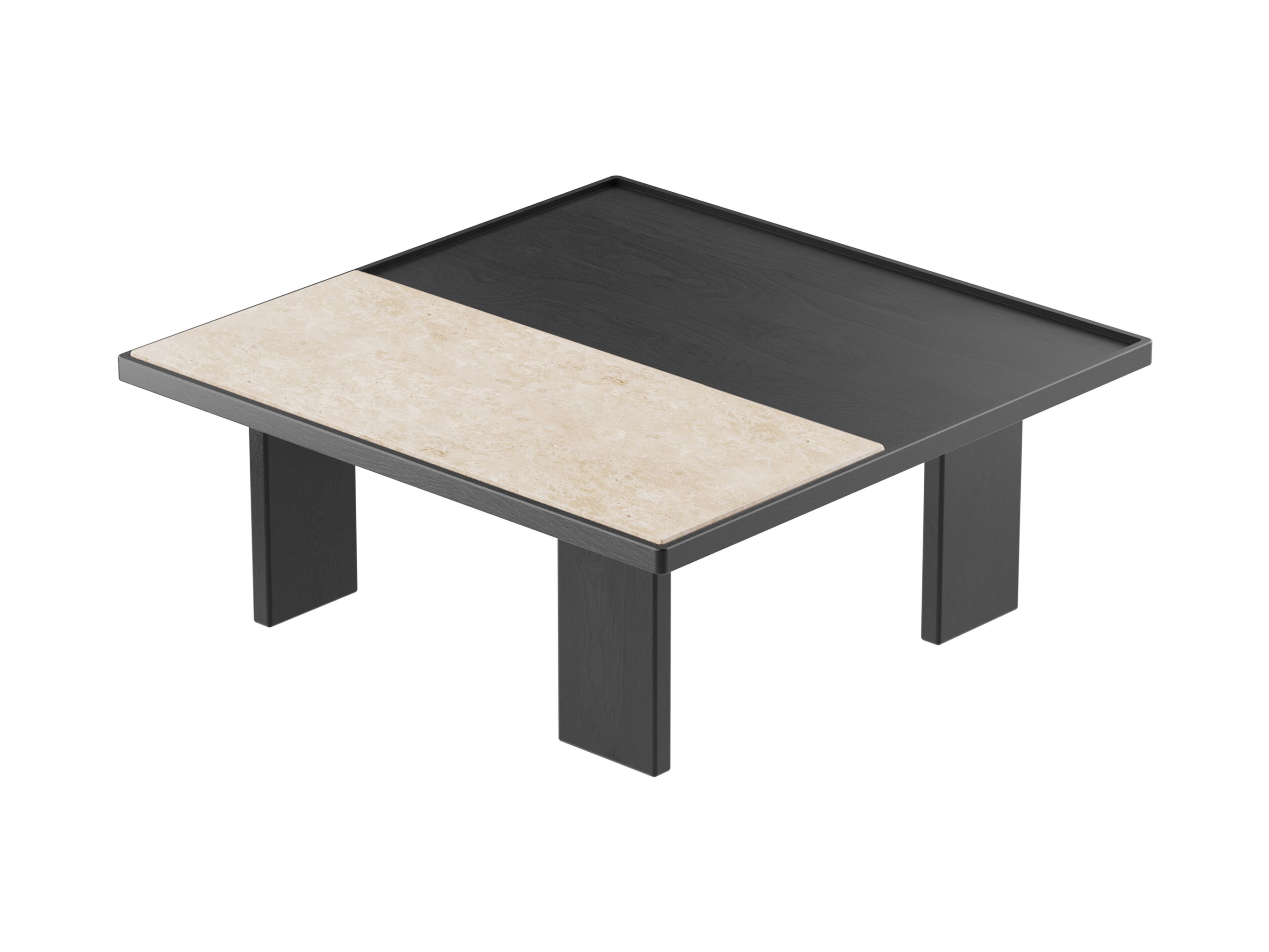Квадратный журнальный столик из дерева и травертина Noah Living Piet ARCH-00082142 - Вид №4