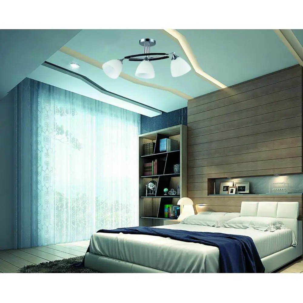 Люстра Йорк 3xE27Х60 Вт, металл/стекло, цвет хром/белый WINK STLM-2145219 - Вид №9