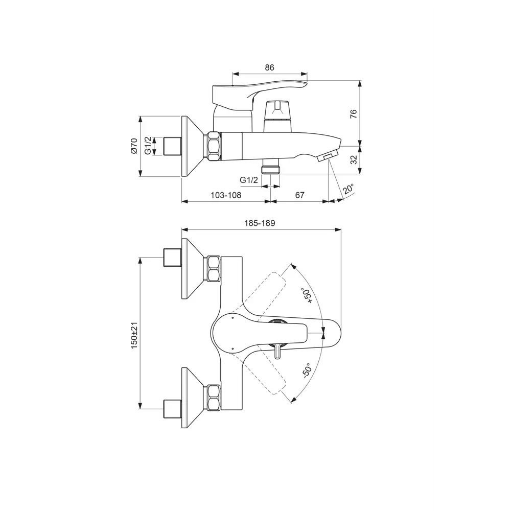 Смеситель для ванны и душа Vidima Meloy BA411AA однорычажный цвет хром STLM-2031528 - Вид №4
