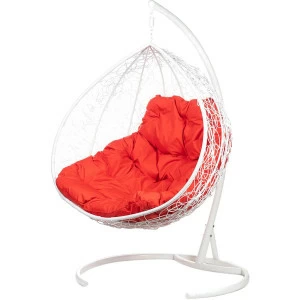 Кресло подвесное двойное белое с красной подушкой Gemini Promo White BIGARDEN  00-3974102 Белый