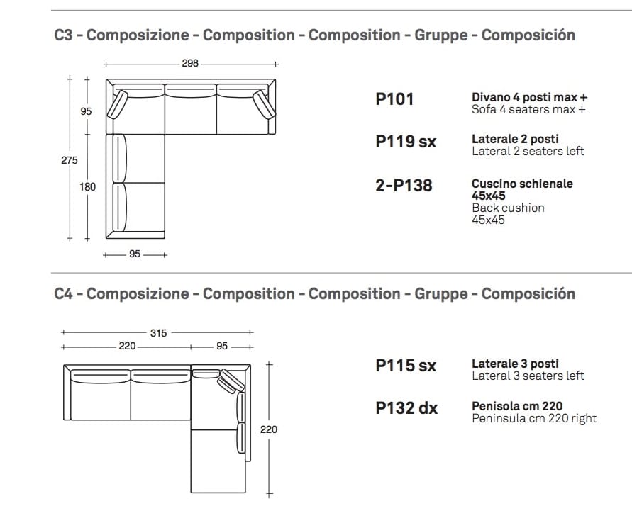 Секционный тканевый диван с полуостровом VALENTINI Slim New ARCH-00136564 - Вид №8