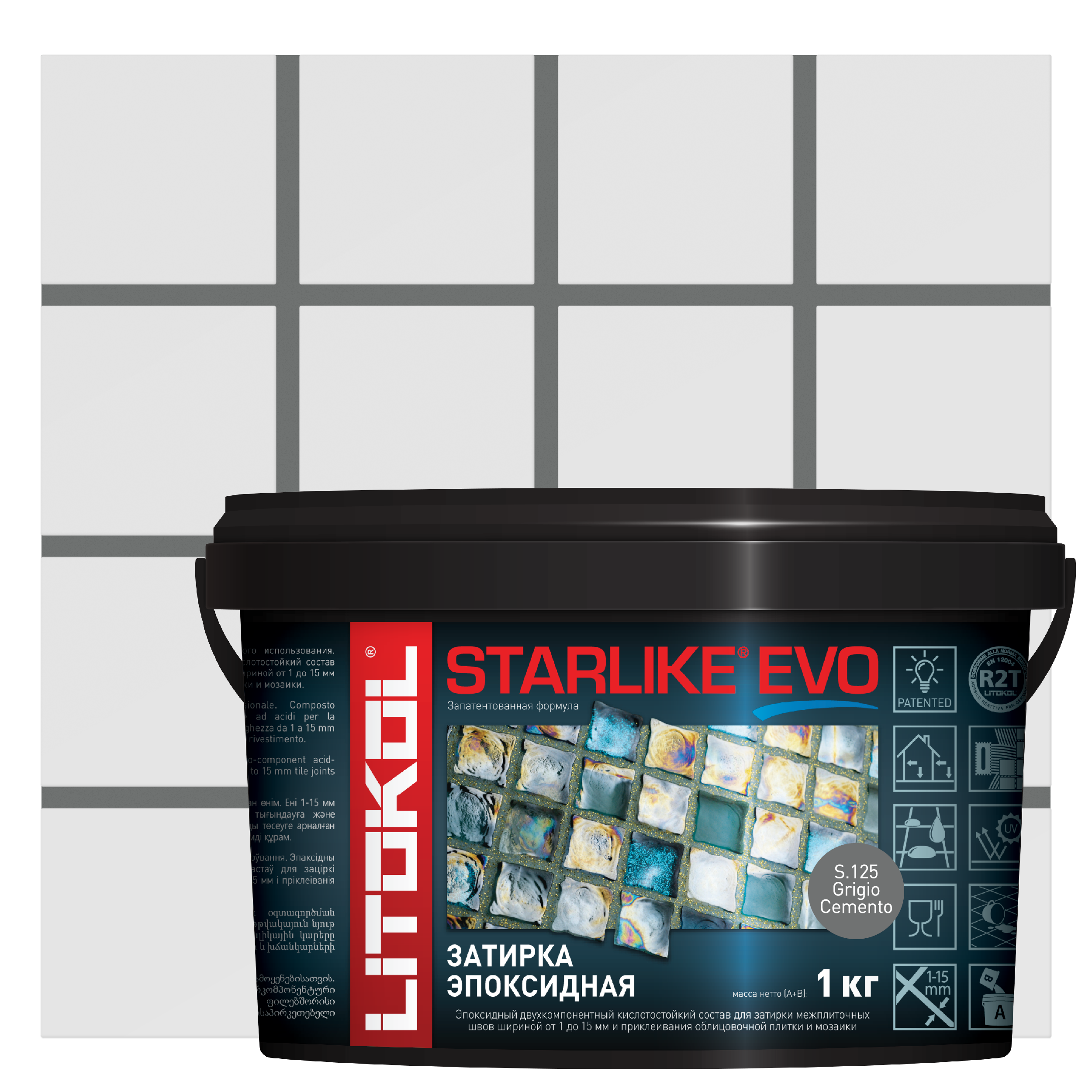90218073 Затирка эпоксидная Starlike Evo S.125 цвет серый цемент 1 кг STLM-0136241 LITOKOL