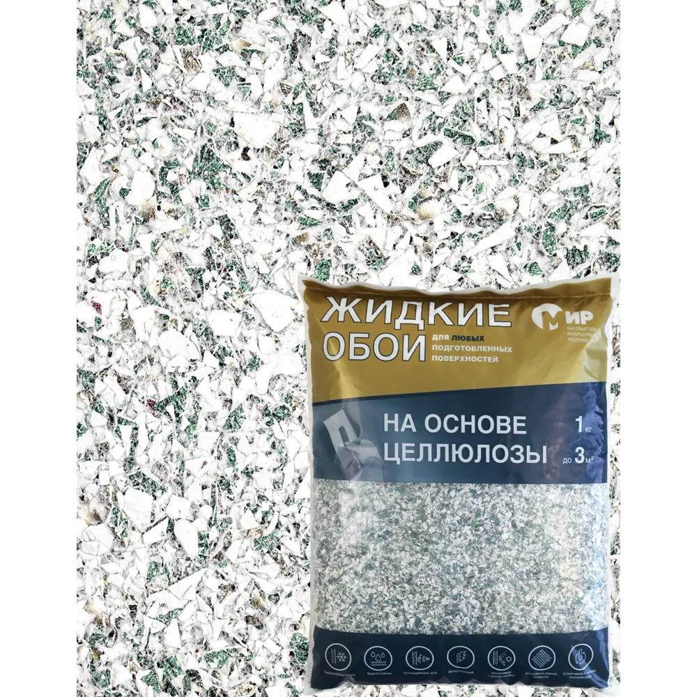Жидкие обои на основе целлюлозы 1 кг цвет зеленый 82709805 STLM-2064842 МИР 