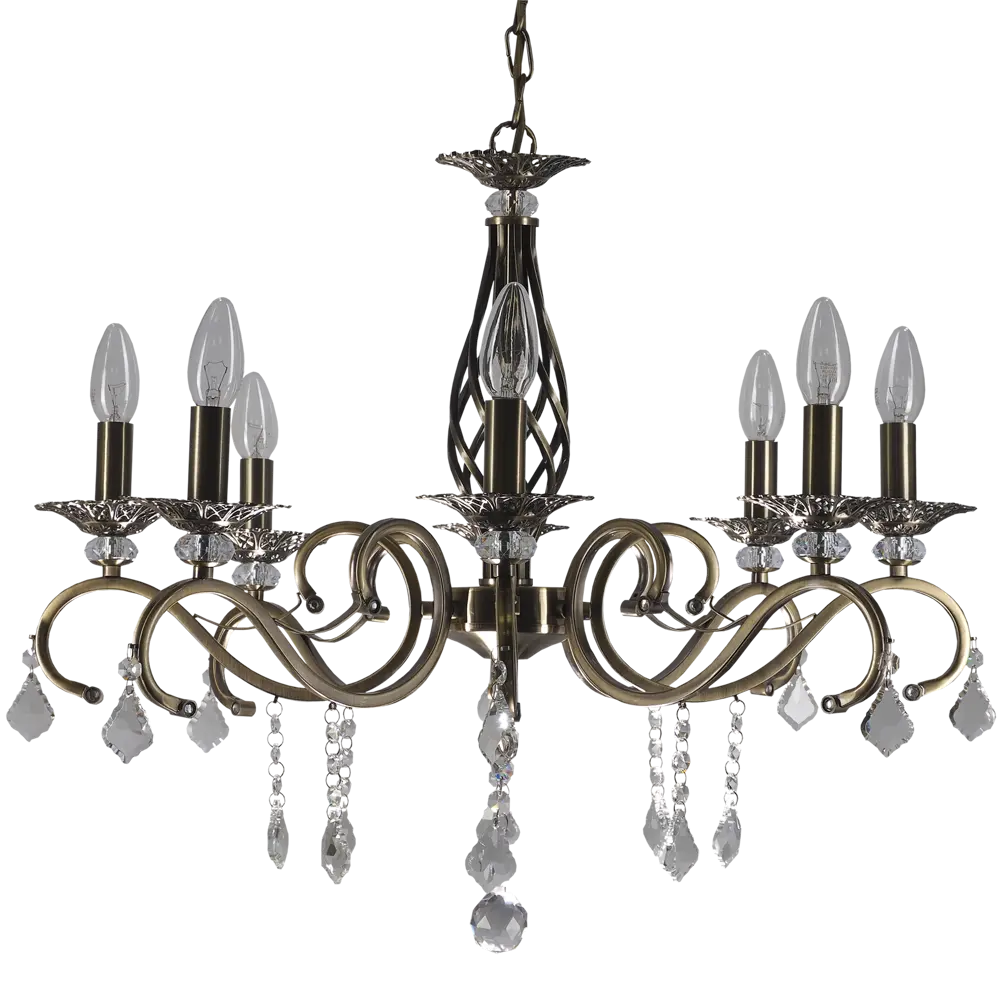 Люстра хрустальная подвесная Виктория 8xE14x60 Вт, металл/стекло, цвет бронза WINK STLM-2096439 - Вид №1