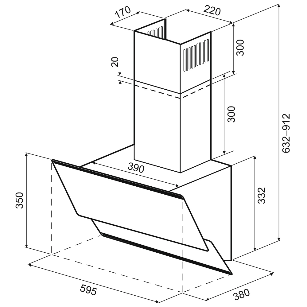 9214320 Вытяжка наклонная KRONA IRMA A 600 black S черный/серебристый KRONA1 STDN-0093343 - Вид №15