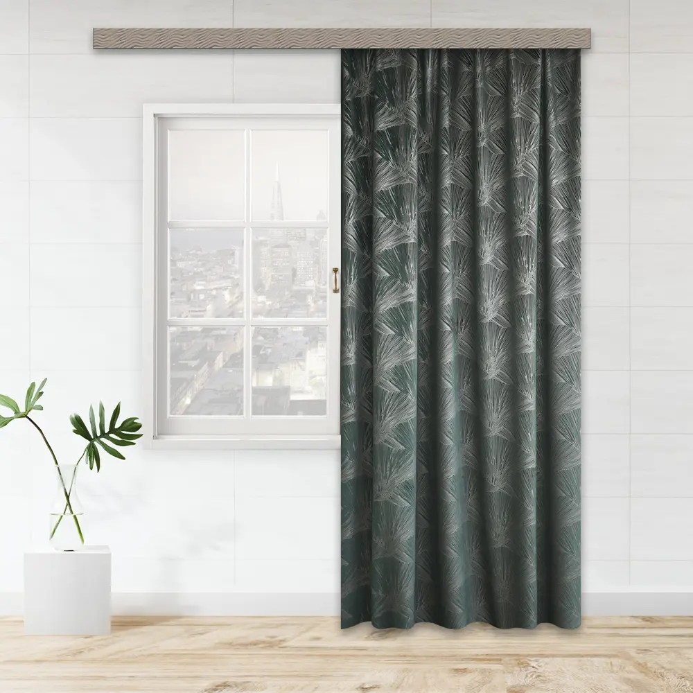 Штора на ленте Цветок 160x260 см цвет зеленый WITERRA STLM-2019854 - Вид №5