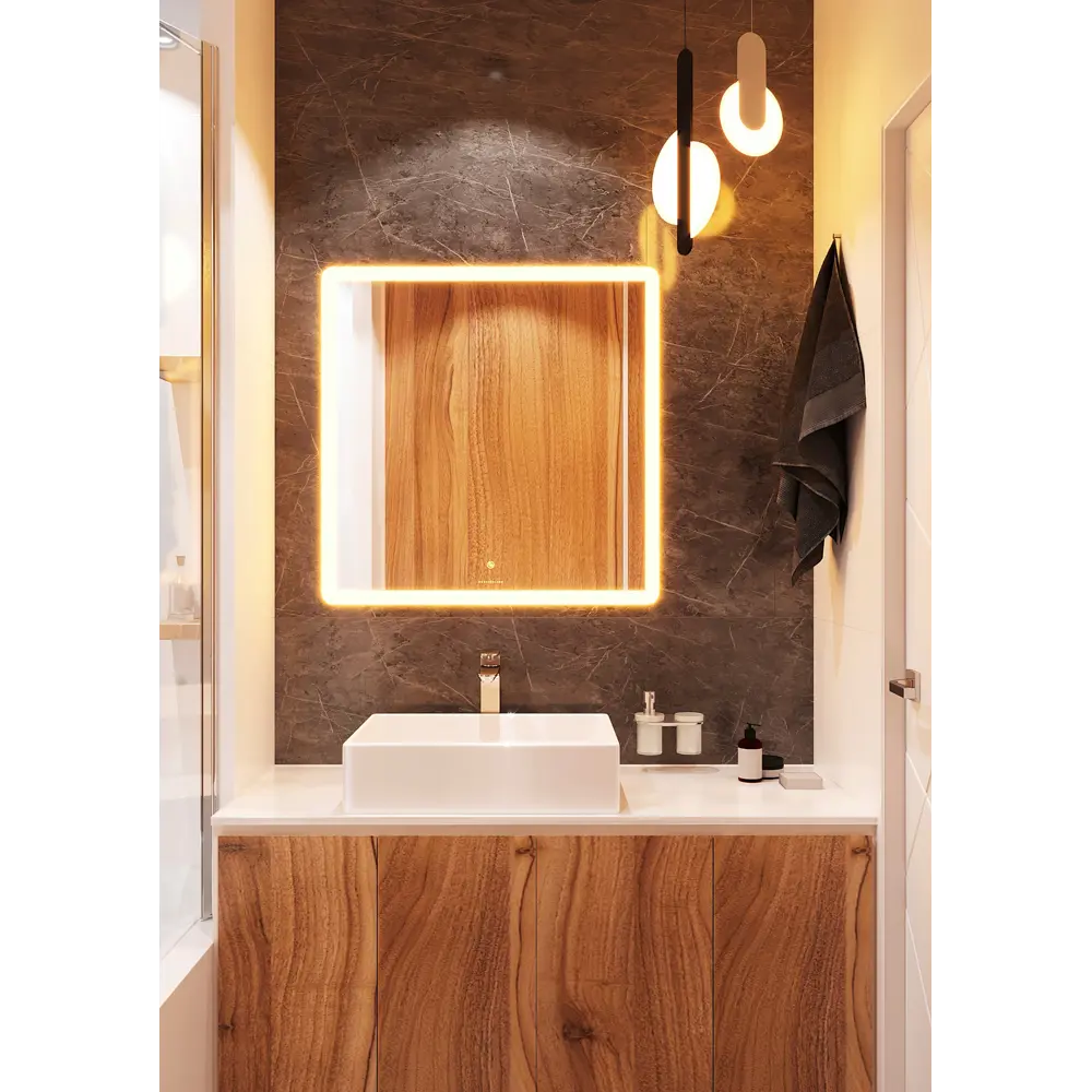 Зеркало для ванной Omega Glass Тип 4 SD304 с подсветкой 70x70 см квадратное STLM-2126919 - Вид №1