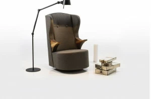 brühl Вращающееся кресло из ткани с подлокотниками с высокой спинкой Poem