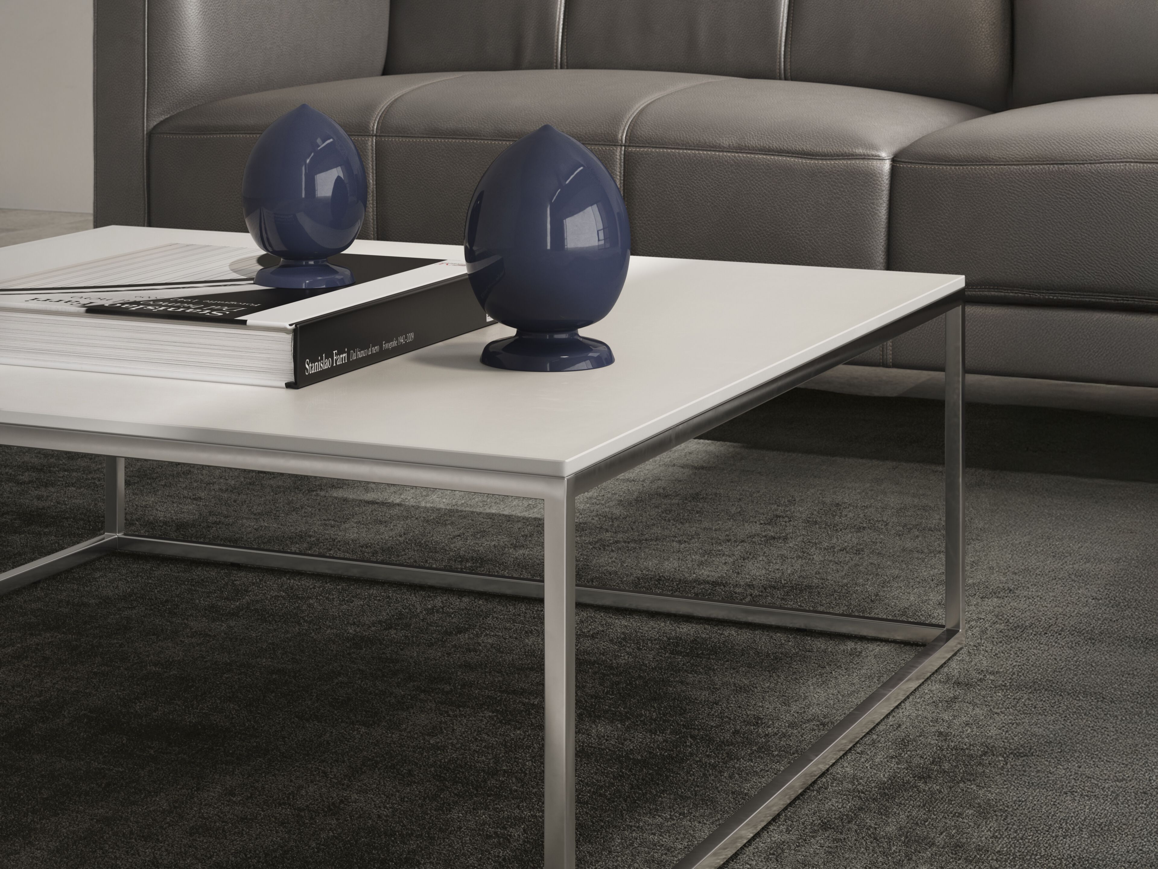 Высокий круглый металлический журнальный столик с травертиновым верхом Natuzzi Italia кабаре ARCH-00088467 - Вид №3